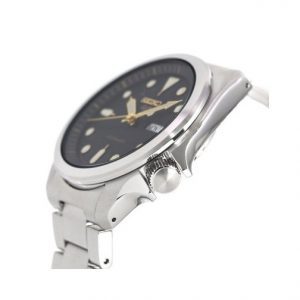 Close dial view of Seiko 40mm Stainless Steel 5 Sports Watch
