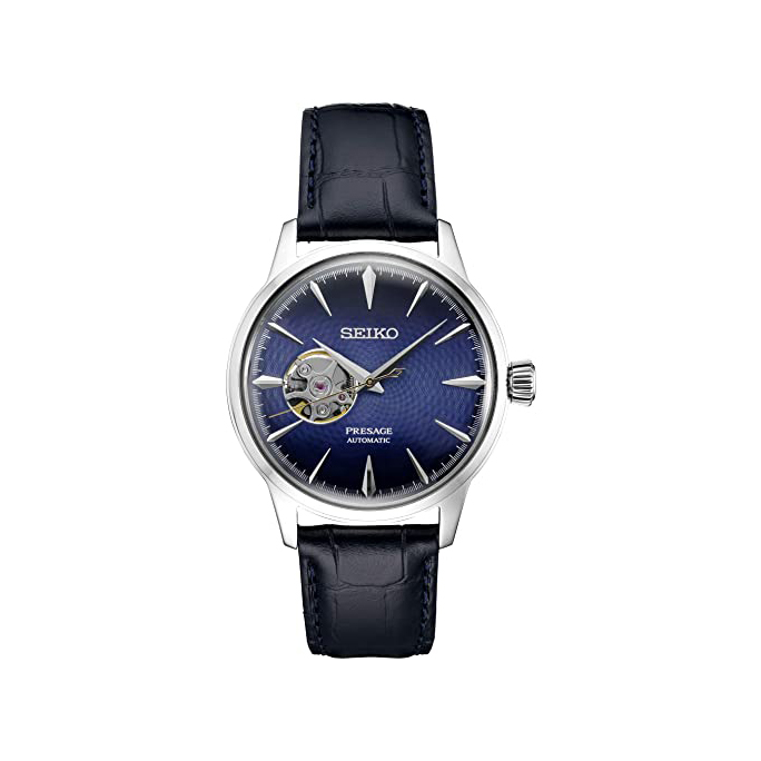 Front view of Seiko 40.5mm Blue Presage Watch