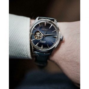 Lifestyle image of the Seiko 40.5mm Blue Presage Watch