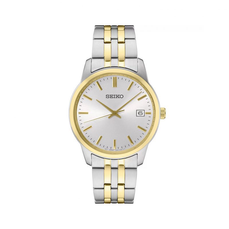 Front face view of Seiko 40mm Two-Tone Men's Essentials Watch