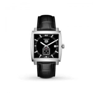 Front view of the Tag Heuer 37mm Monaco Black Watch