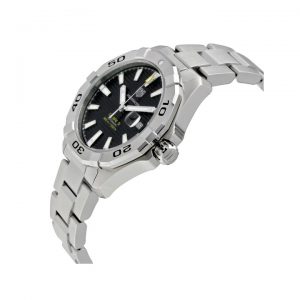 Side angle view of the Tag Heuer 43mm Aquaracer Watch
