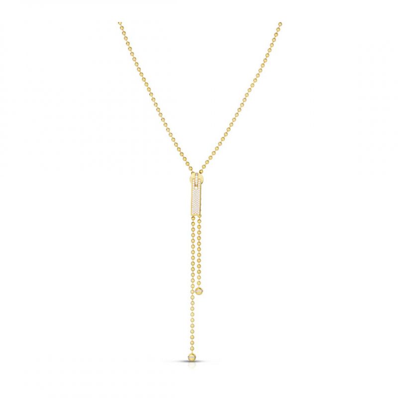 Roberto Coin Long Zipper Necklace with Pave Diamonds in yellow gold