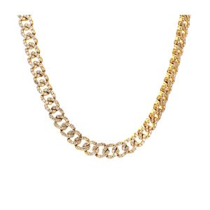 Fancy Pave Diamond Link Necklace in yellow gold