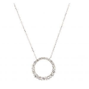 0.88ct Graduated Open Circle Diamond Pendant Necklace