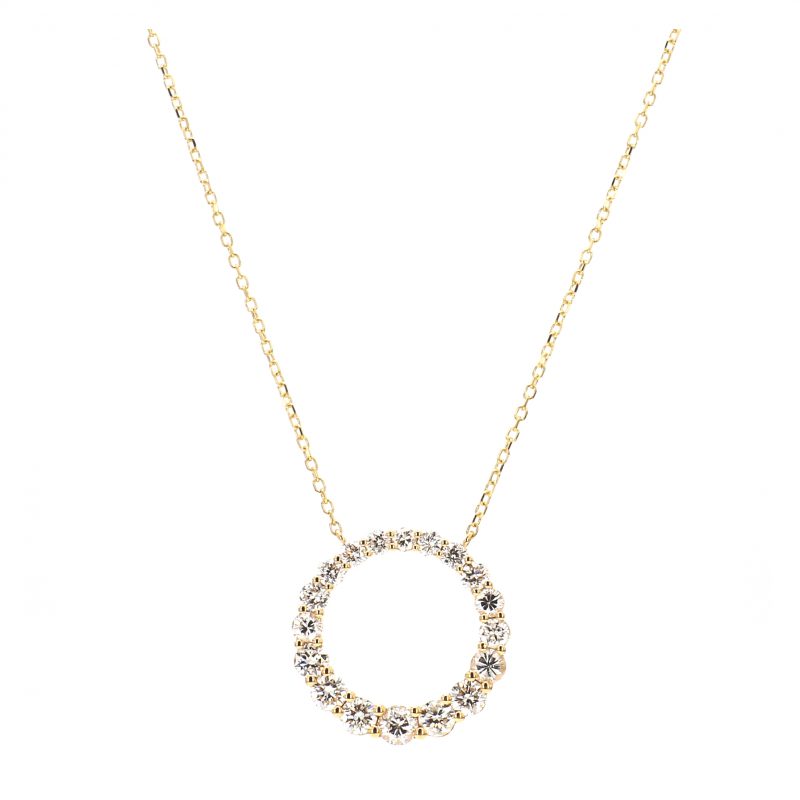 0.88ct Graduated Open Circle Diamond Pendant Necklace