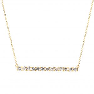 0.75ct Diamond Bar Pendant Necklace yellow gold