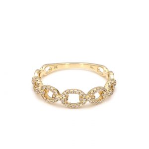 Pave Diamond Open Link Ring in yellow gold