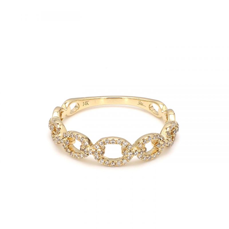 Pave Diamond Open Link Ring in yellow gold