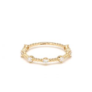 Diamond Bead Band in 14kt Yellow Gold