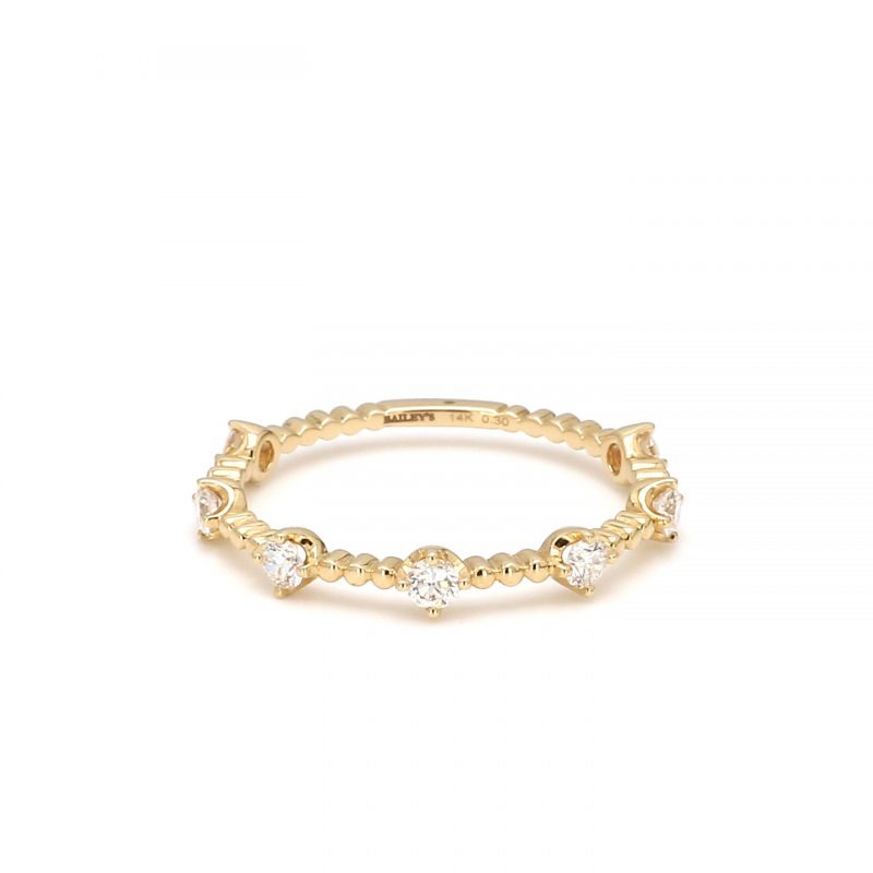 Diamond Bead Band in 14kt Yellow Gold