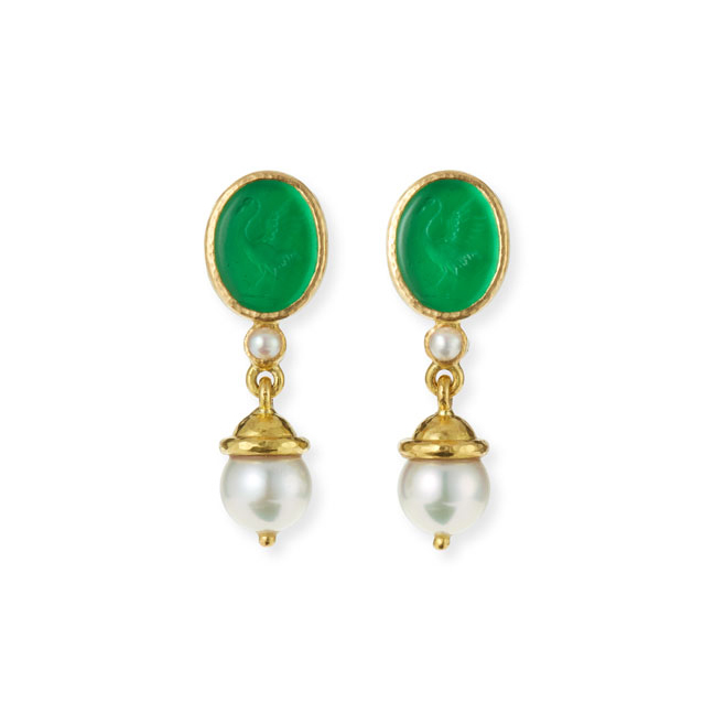 Elizabeth Locke Crane Venetian Glass Intaglio Pearl-Drop Earrings ...