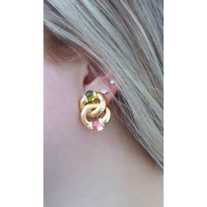 Bailey's Estate Large Link Earrings with Multi Gemstones