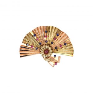 Bailey's Estate Retro 18k Yellow and Rose Gold Fan Pin