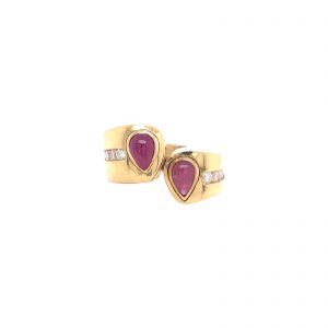 Bailey's Estate Vintage 'Linda Joslin' Bypass Ring with Pear Shaped Rubies and Diamonds