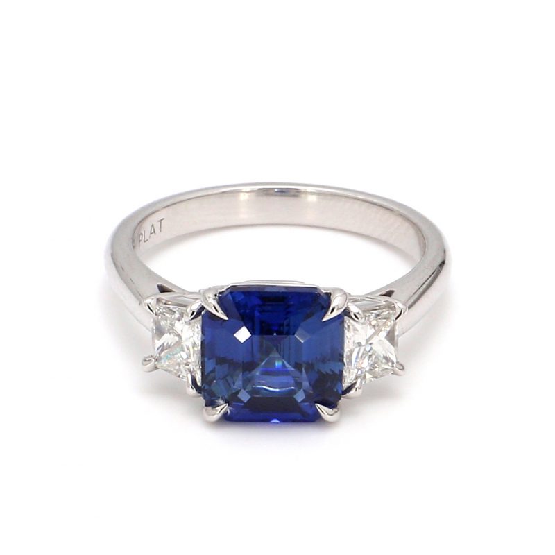 3.19ct Blue Sapphire and Diamond Ring