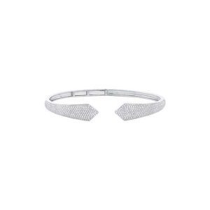 Pave Diamond Open Hinge Bangle with Pointed Ends