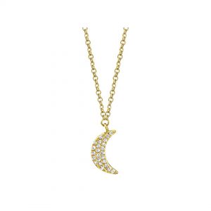 Diamond Crescent Moon Pendant Necklace in yellow gold