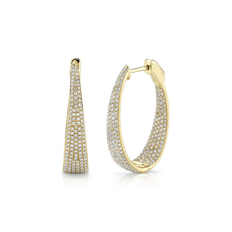 Bailey's Club Collection Tapered Oval Diamond Hoop Earrings