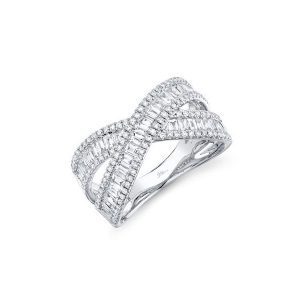 Diamond Baguette Cut Crossover Ring