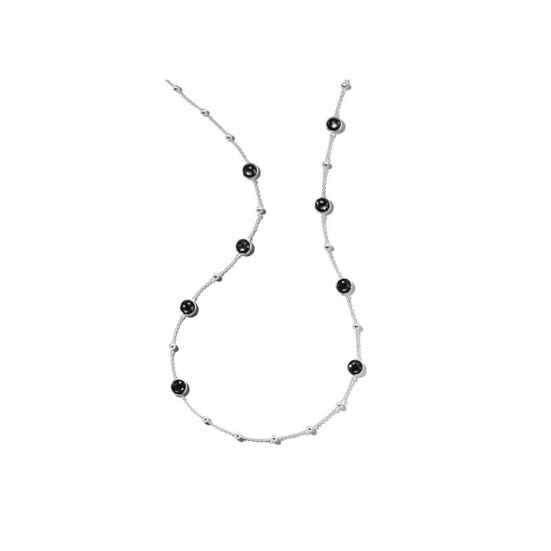 Ippolita Ball and Stone Station Necklace in Hematite