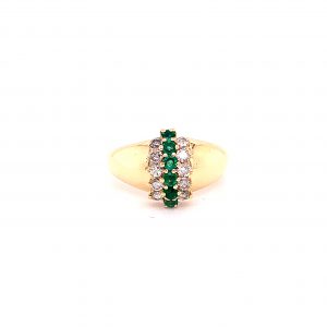 Bailey's Estate Vintage Emerald and Diamond Vertical Cluster Ring