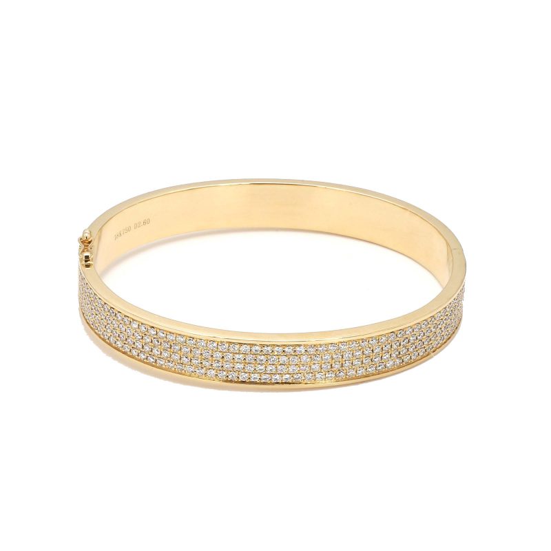 Buy 18k Gold Diamond Bracelet / Pave Diamond Stacking Bangle / Minimalist Diamond  Bangle Bracelet / Round Diamond Wedding Sleek Bangle for Women Online in  India - Etsy