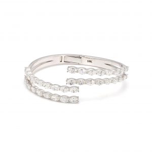 Open Hinge Two Row Diamond Bangle Bracelets Bailey's Fine Jewelry