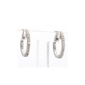 0.12ct Diamond Huggie Hoop Earrings in white gold