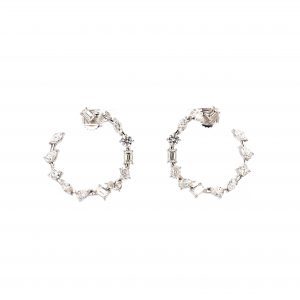 Open Circle Mixed Diamond Shape Earrings