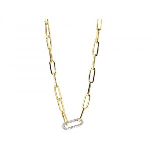 Paperclip Chain with Diamond Pave Link