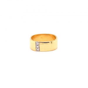 Bailey's Estate Vintage Wide Gold Band with North to South Set Diamonds