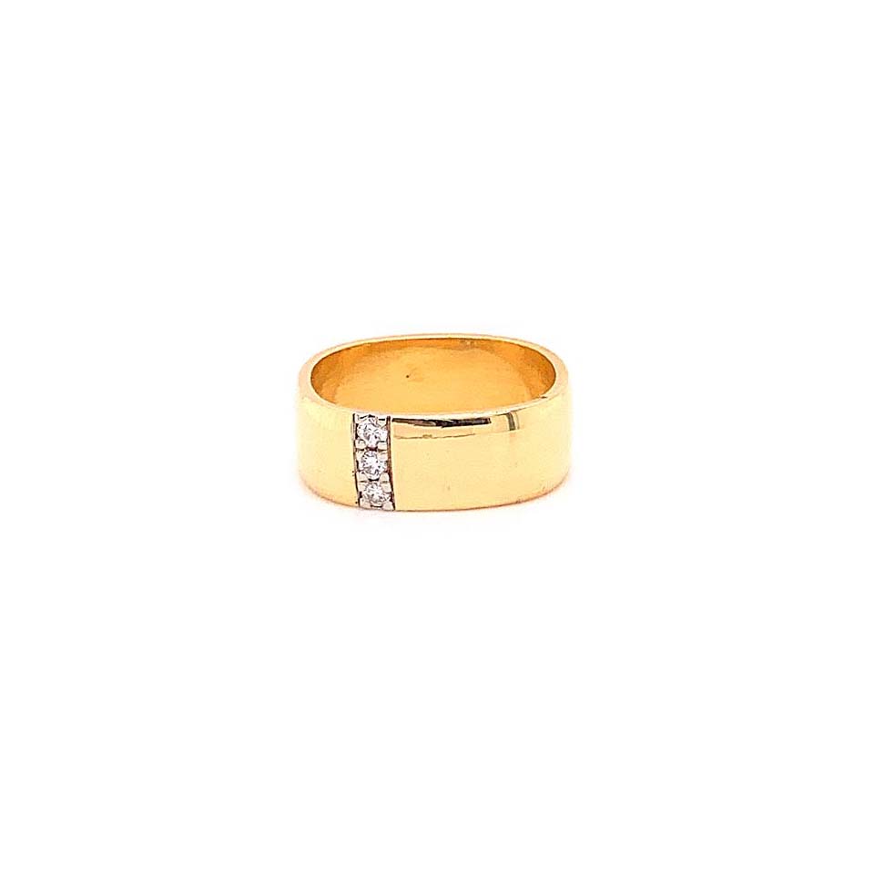 Bailey’s Estate Vintage Wide Gold Band with North to South Set Diamonds ...