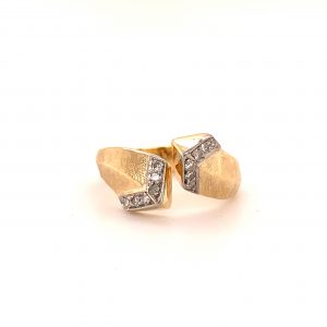 Bailey's Estate Mid Century Open Bypass Ring with Diamond Chevron Points