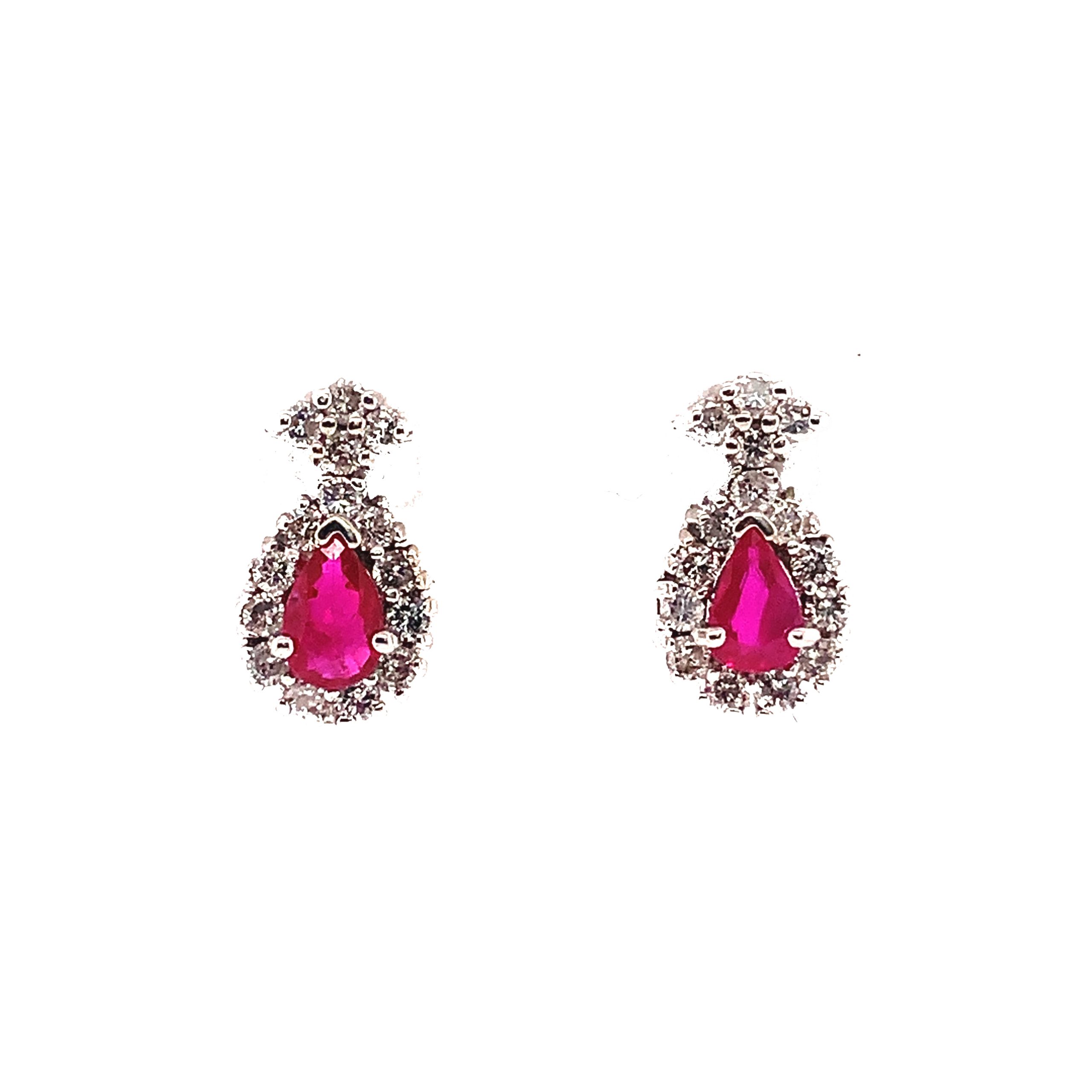 Bailey’s Estate Modern Vintage Pear Shaped Ruby and Diamond Earrings ...