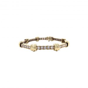 Bailey’s Estate Vintage Diamond Line Bracelet with Hammered Links Bracelets Bailey's Fine Jewelry