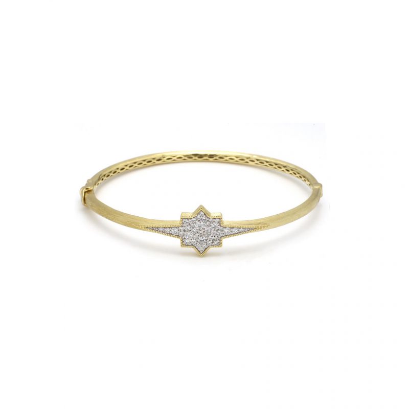 Jude Frances Gold Moroccan Star Bangle with Diamonds