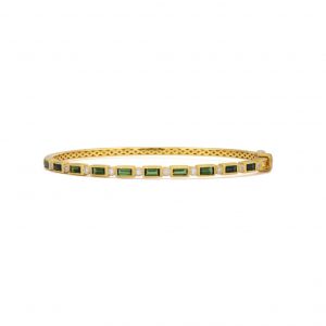 Jude Frances Provence Multi Shade Green Tourmaline and Diamond Bangle Bracelet