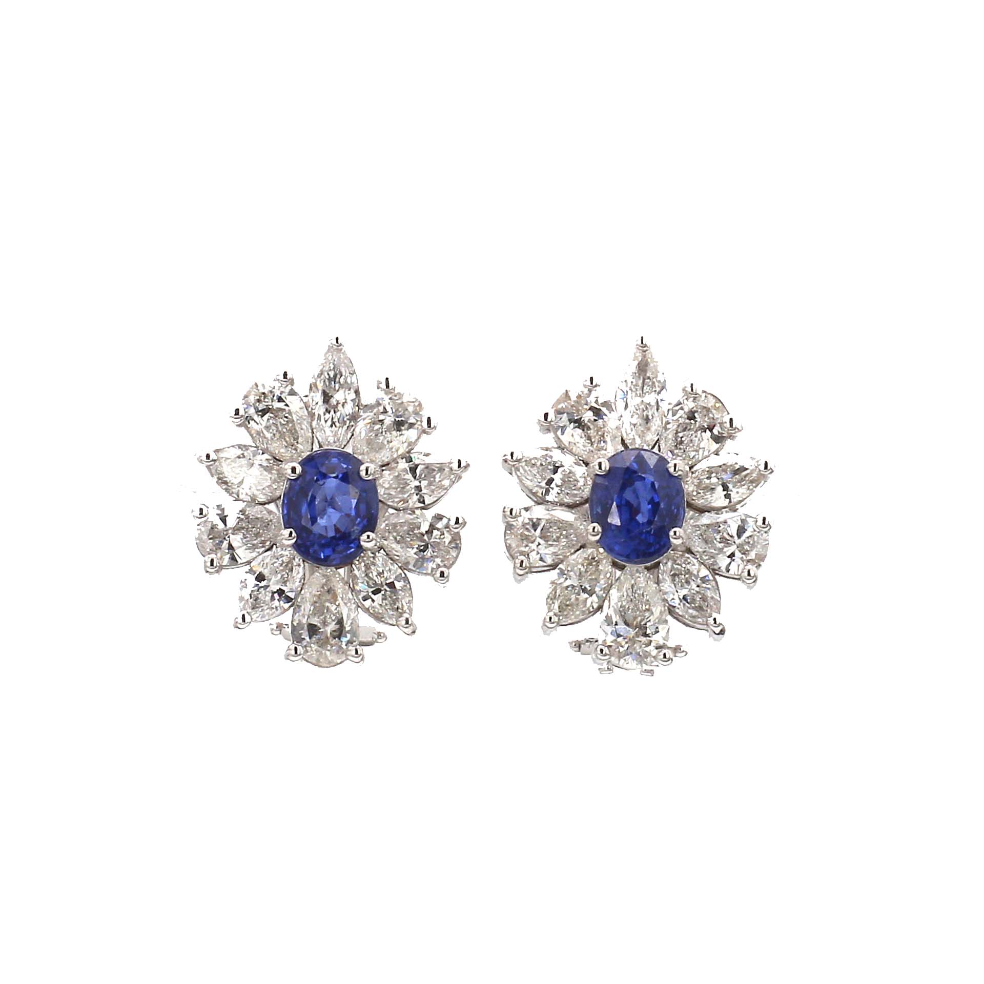 Blue Sapphire and Diamond Cluster Halo Earrings – Bailey's Fine Jewelry