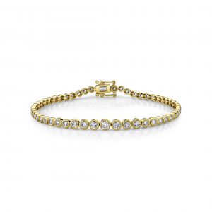 1.90CT Yellow Gold Diamond Bezel Tennis Bracelet