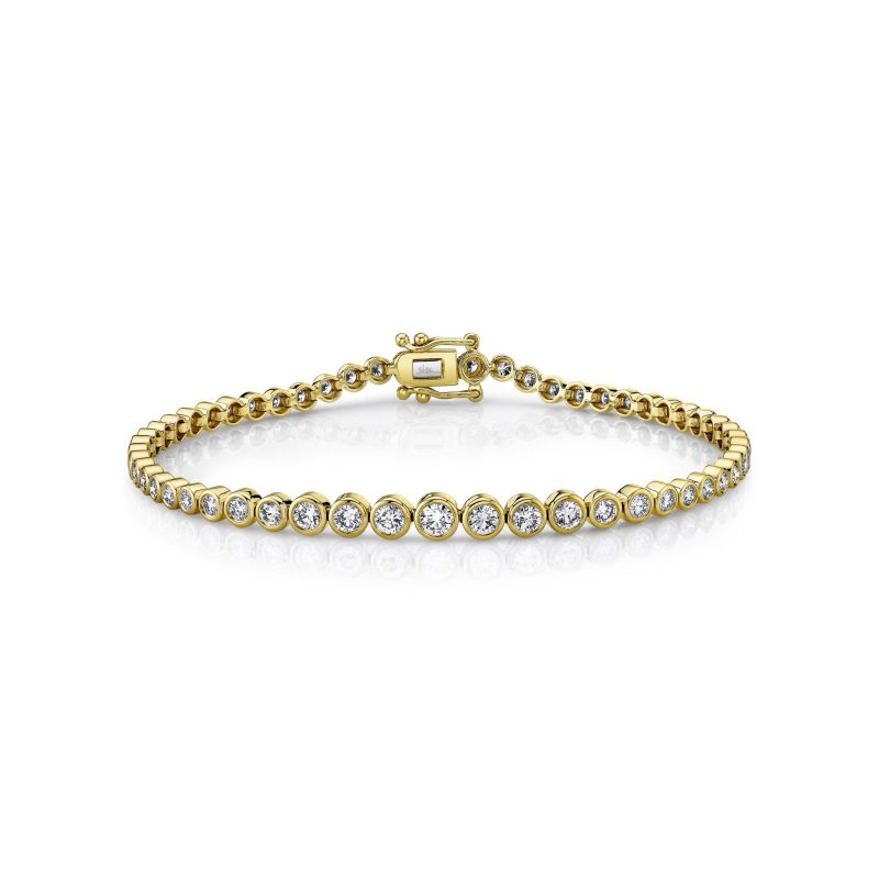 1.90CT Yellow Gold Diamond Bezel Tennis Bracelet