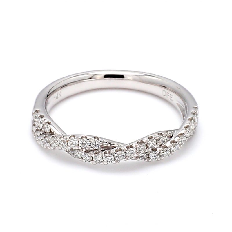 Small Pave Diamond Twist Band Ring