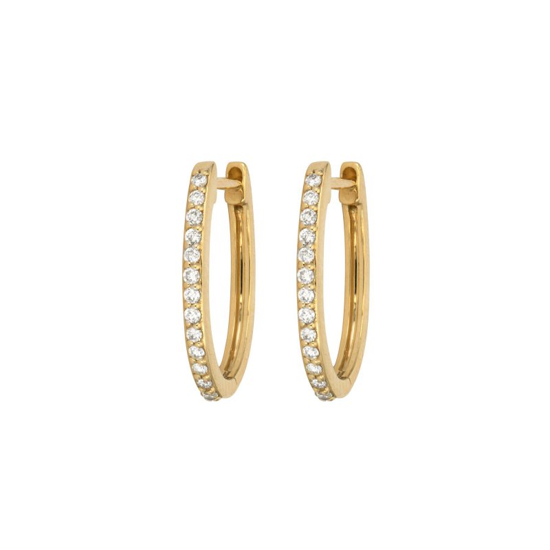 Three Stories Jewelry Classic Small Oval Pave Diamond Hoop Earrings