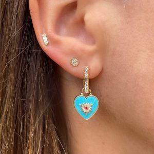 Three Stories Jewelry Classic Small Rectangular Diamond Hoop Earrings