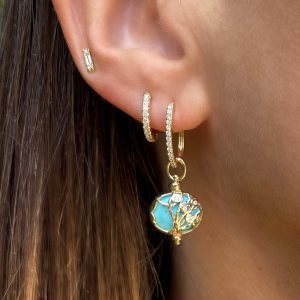 Three Stories Jewelry Classic Diamond Huggie Hoop Earrings