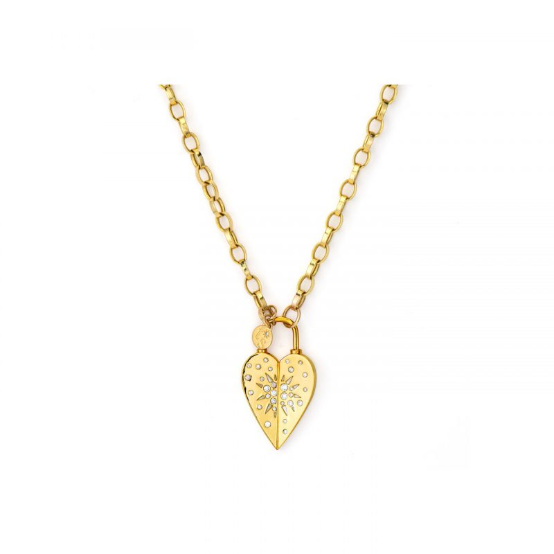 Three Stories Jewelry Love Explosion Heart Pendant in yellow gold