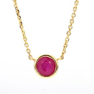 Round Ruby Bezel Set Necklace