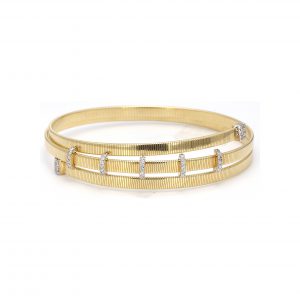 Open Bypass Bangle with Diamond Stations