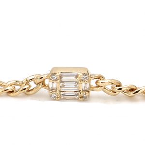 Chain Link Bracelet with Mixed Baguette Cluster