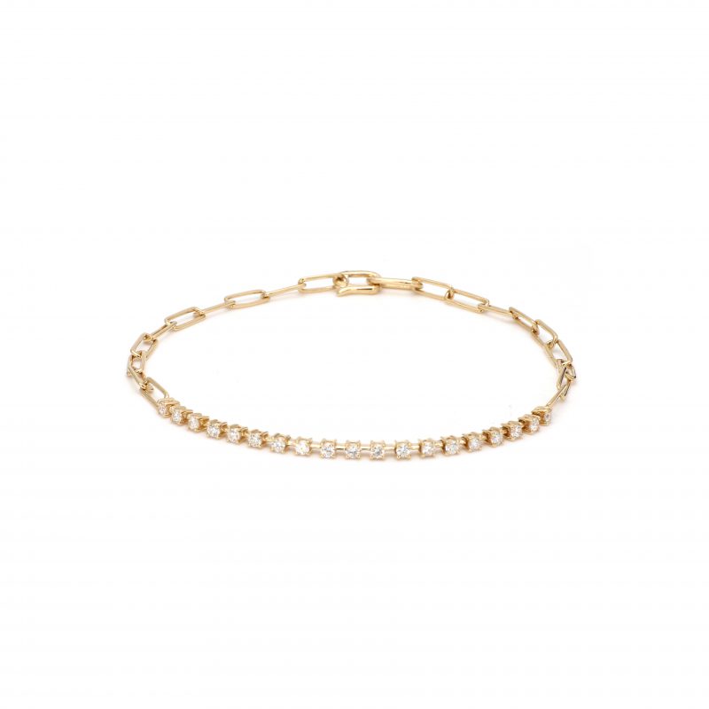 Link Bracelet with Prong Set Diamonds